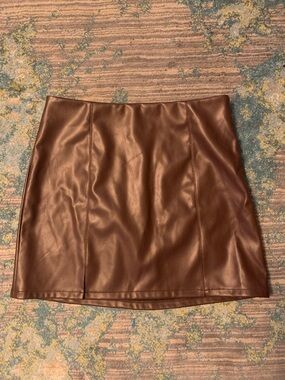 Sincerely Jules Chocolate Brown Faux Leather Mini Skirt